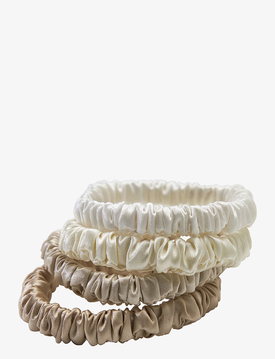 Lenoites - Mulberry Silk Skinny Scrunchies - hårbånd og hårsnore - white, cream white, beige, light brown - 0
