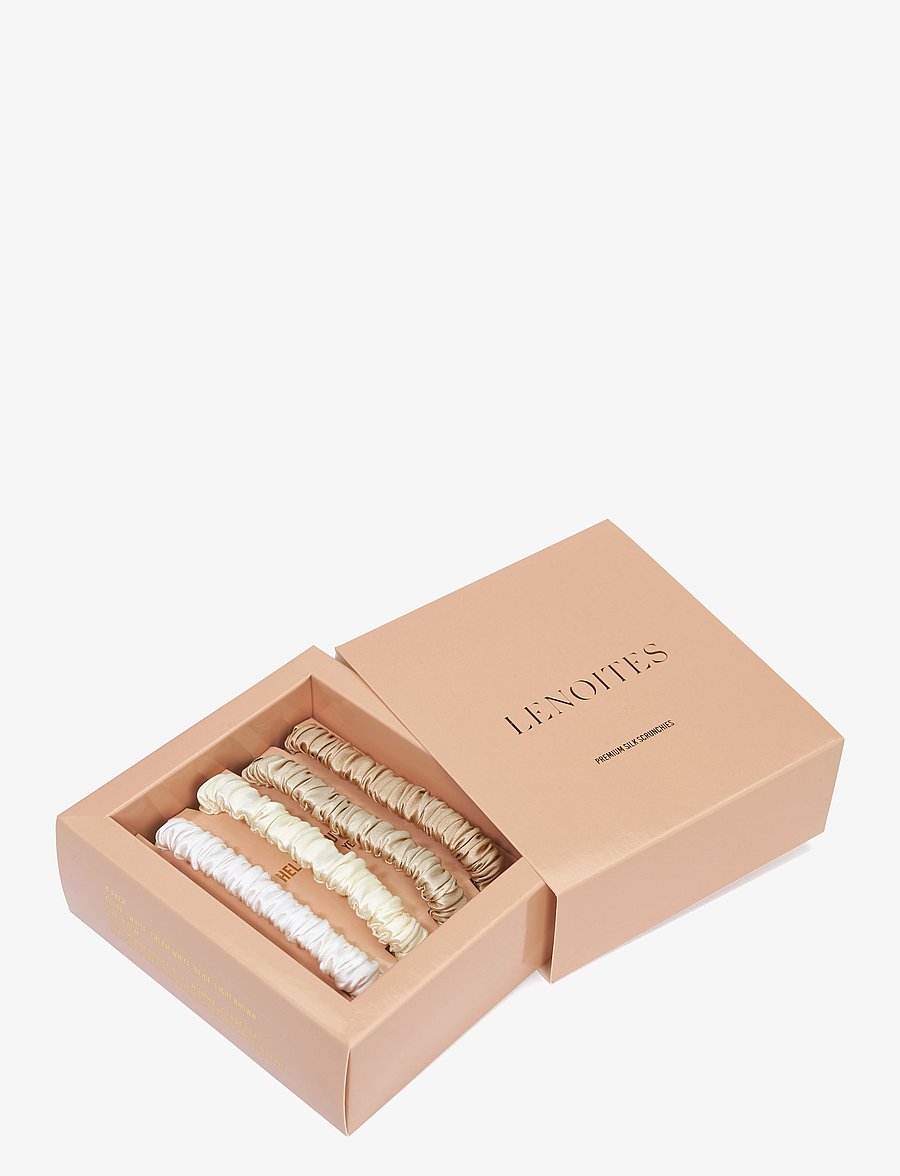 Lenoites - Mulberry Silk Skinny Scrunchies - hårbånd og hårsnore - white, cream white, beige, light brown - 1