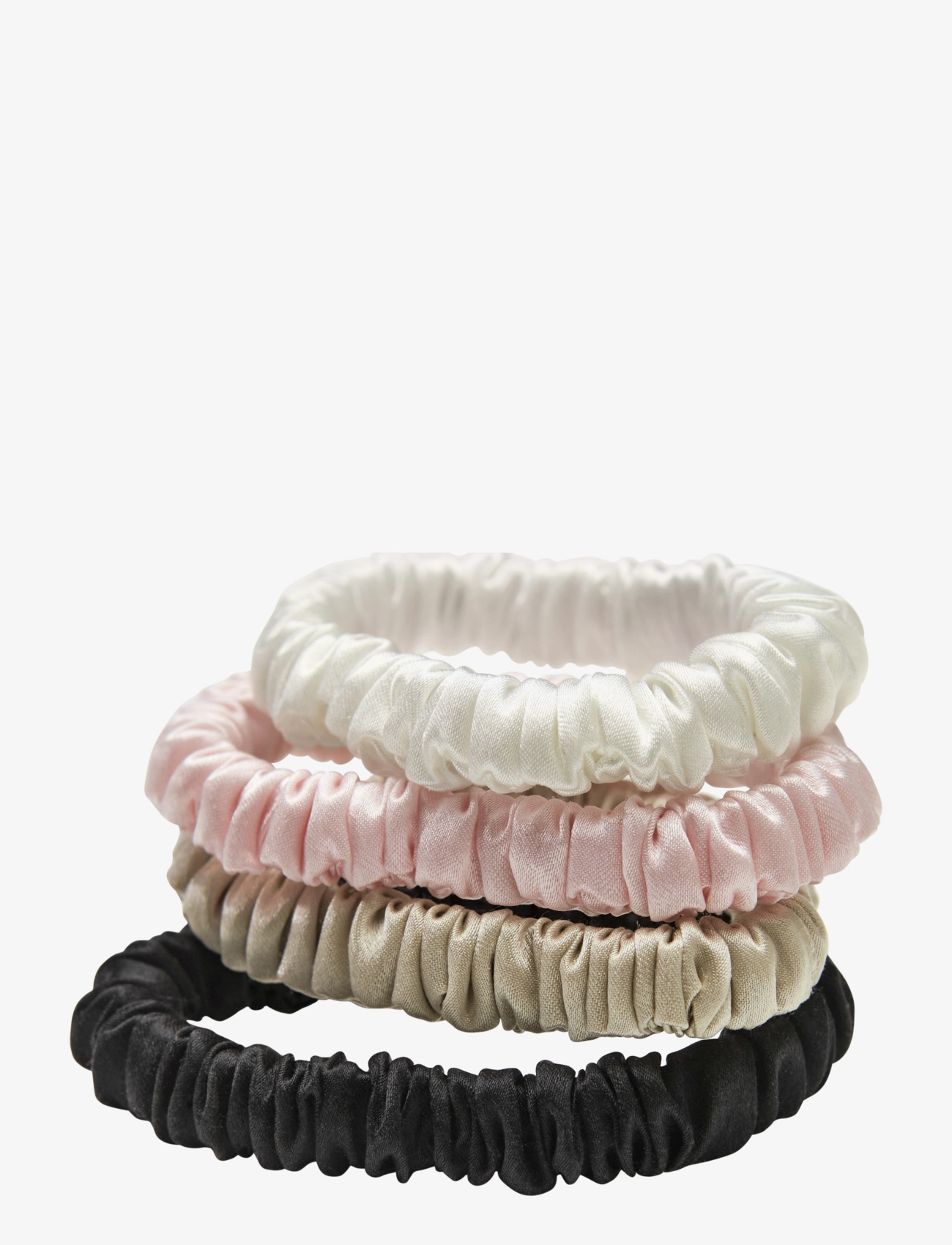 Lenoites Mulberry Silk Skinny Scrunchies - Lenoites - WHITE, PINK, BEIGE, BLACK / multi