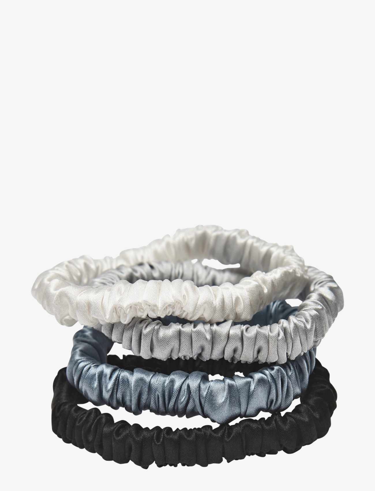 Lenoites Mulberry Silk Skinny Scrunchies - Lenoites - WHITE, LIGHT GREY, BLUE, BLACK / multi