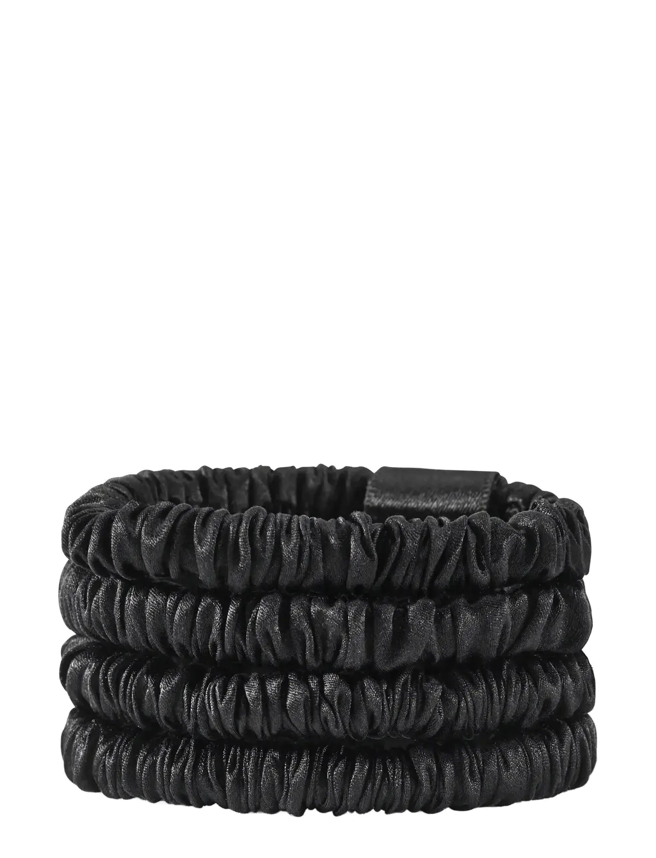Lenoites Mulberry Silk Skinny Scrunchies Black - Festtøj - BLACK / black