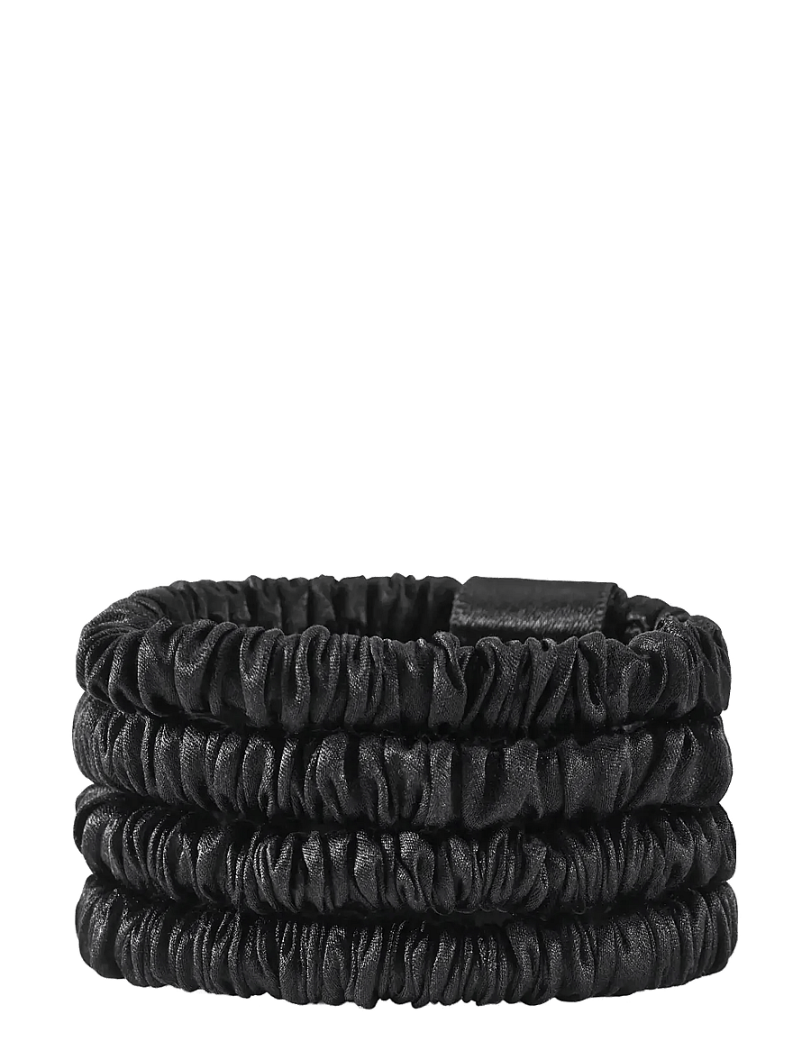 Lenoites - Mulberry Silk Skinny Scrunchies Black - krumputeygjur og hárteygjur - black - 0