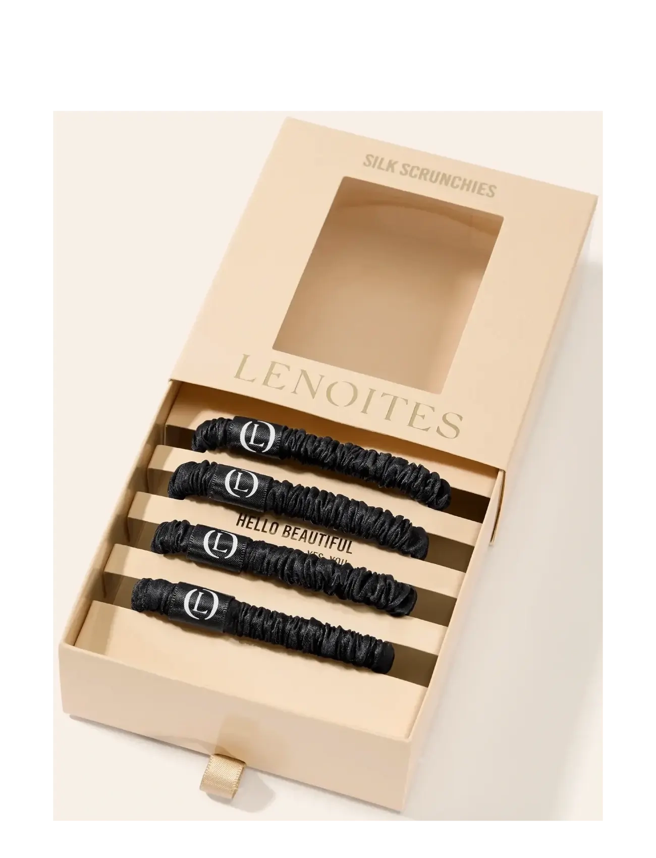 Lenoites - Mulberry Silk Skinny Scrunchies Black - hárteygjur - black - 1