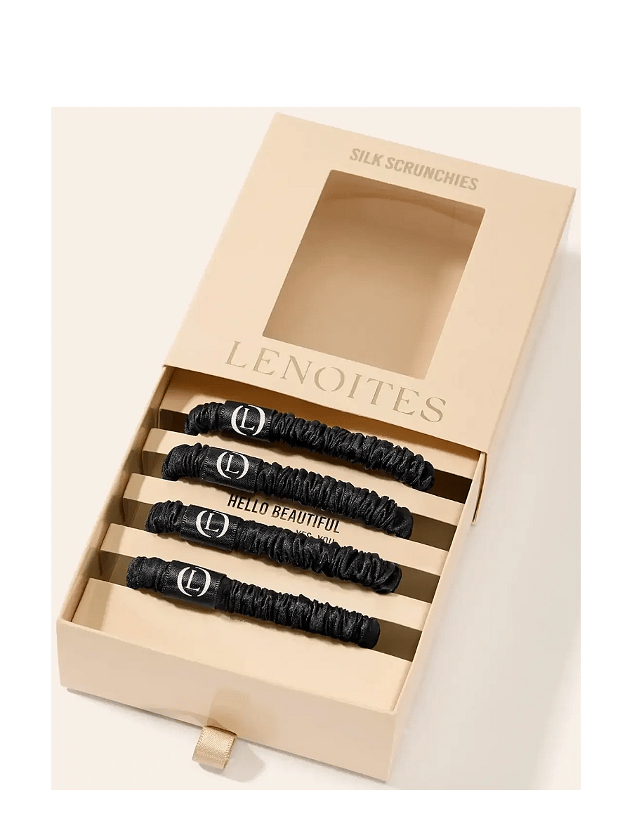 Lenoites - Mulberry Silk Skinny Scrunchies Black - krumputeygjur og hárteygjur - black - 1