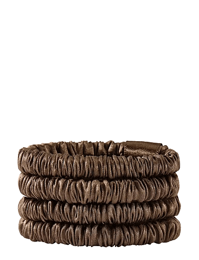Mulberry Silk Skinny Scrunchies Dark Brown - HåRbåNd Og HåRsnore