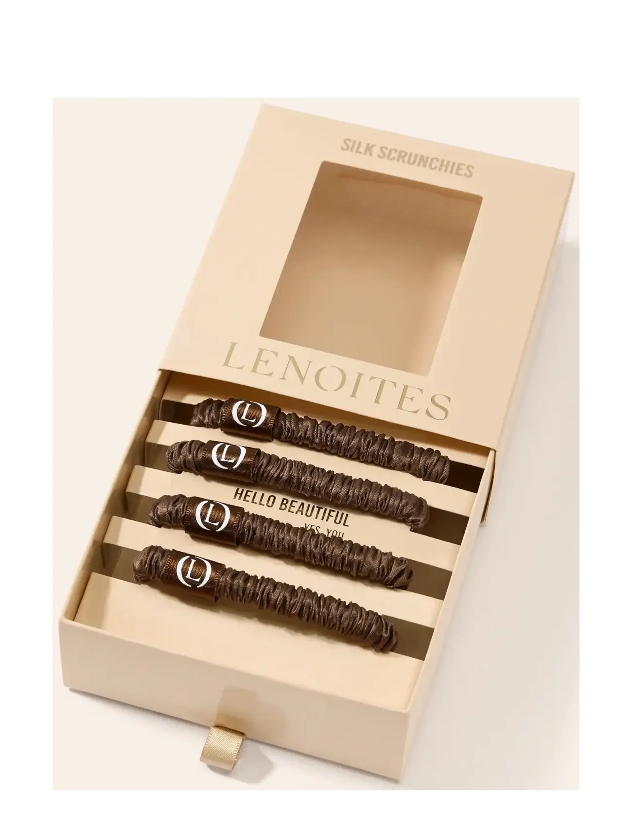 Lenoites - Mulberry Silk Skinny Scrunchies Dark Brown - scrunchies - dark brown - 1