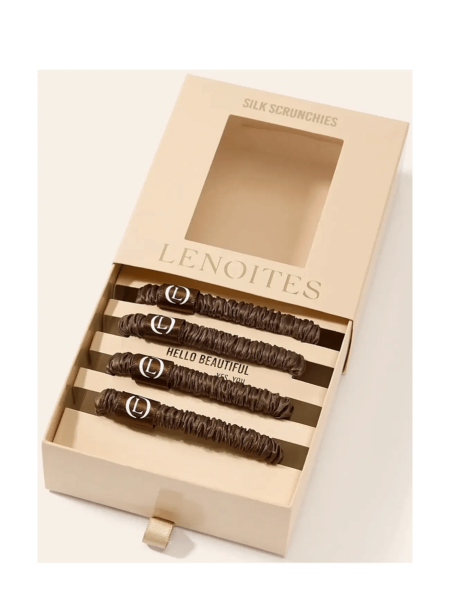 Lenoites - Mulberry Silk Skinny Scrunchies Dark Brown - scrunchies ja patsikummid - dark brown - 1