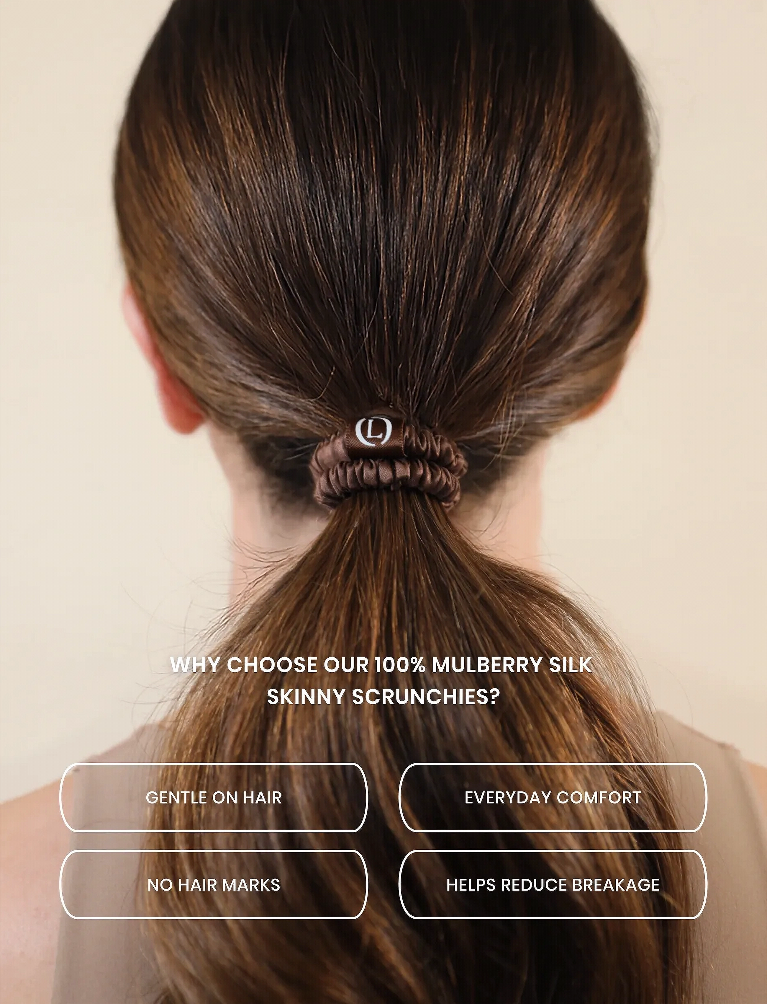 Lenoites - Mulberry Silk Skinny Scrunchies Dark Brown - scrunchies - dark brown - 2