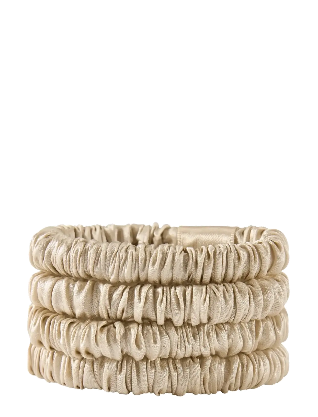 Lenoites - Mulberry Silk Skinny Scrunchies Beige - scrunchies ja patsikummid - beige - 0