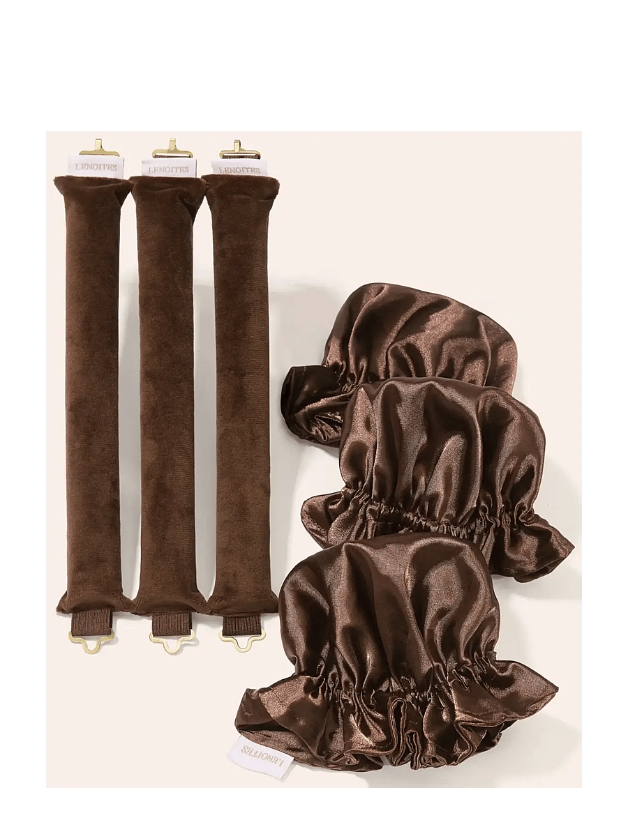 Lenoites - Heatless Curling Rods with Caps 3-Pack Set, Brown - soojendusega lokirullid - brown - 2