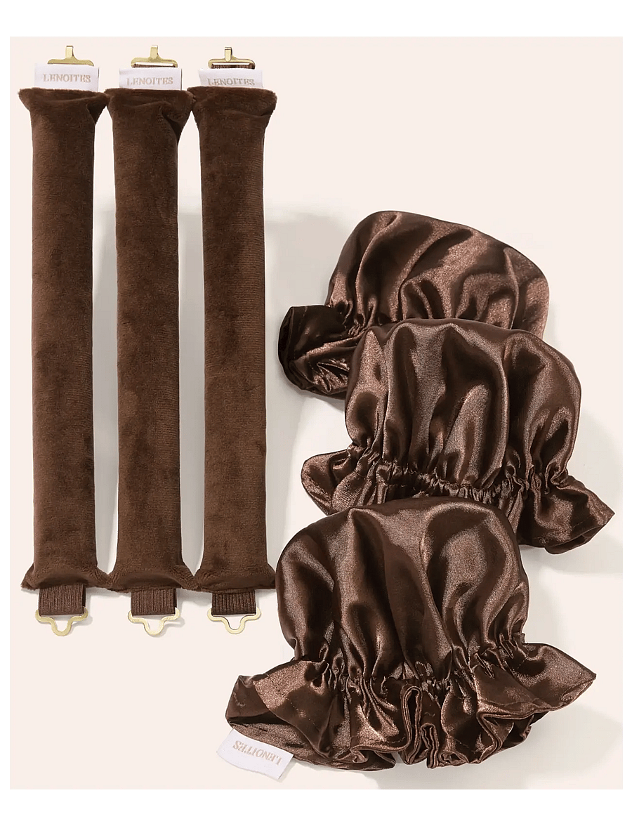 Lenoites - Heatless Curling Rods with Caps 3-Pack Set, Brown - soojendusega lokirullid - brown - 2