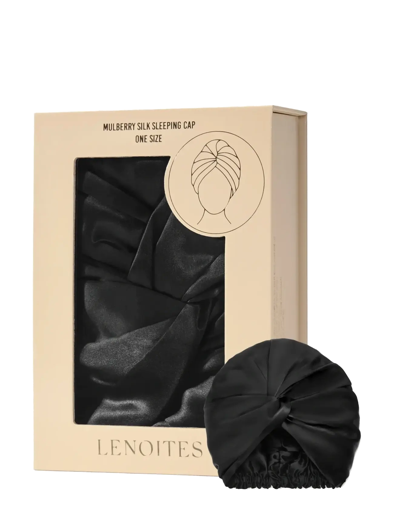 Lenoites Mulberry Silk Sleeping Cap - Hårvård - BLACK / black
