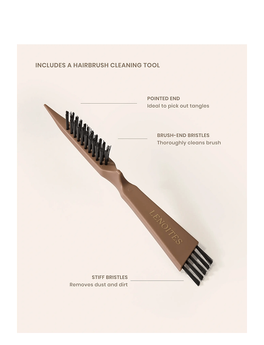 Lenoites - Wild Boar Hair Brush with Cleaning Tool - Limited Edition - mocha mousse - 3