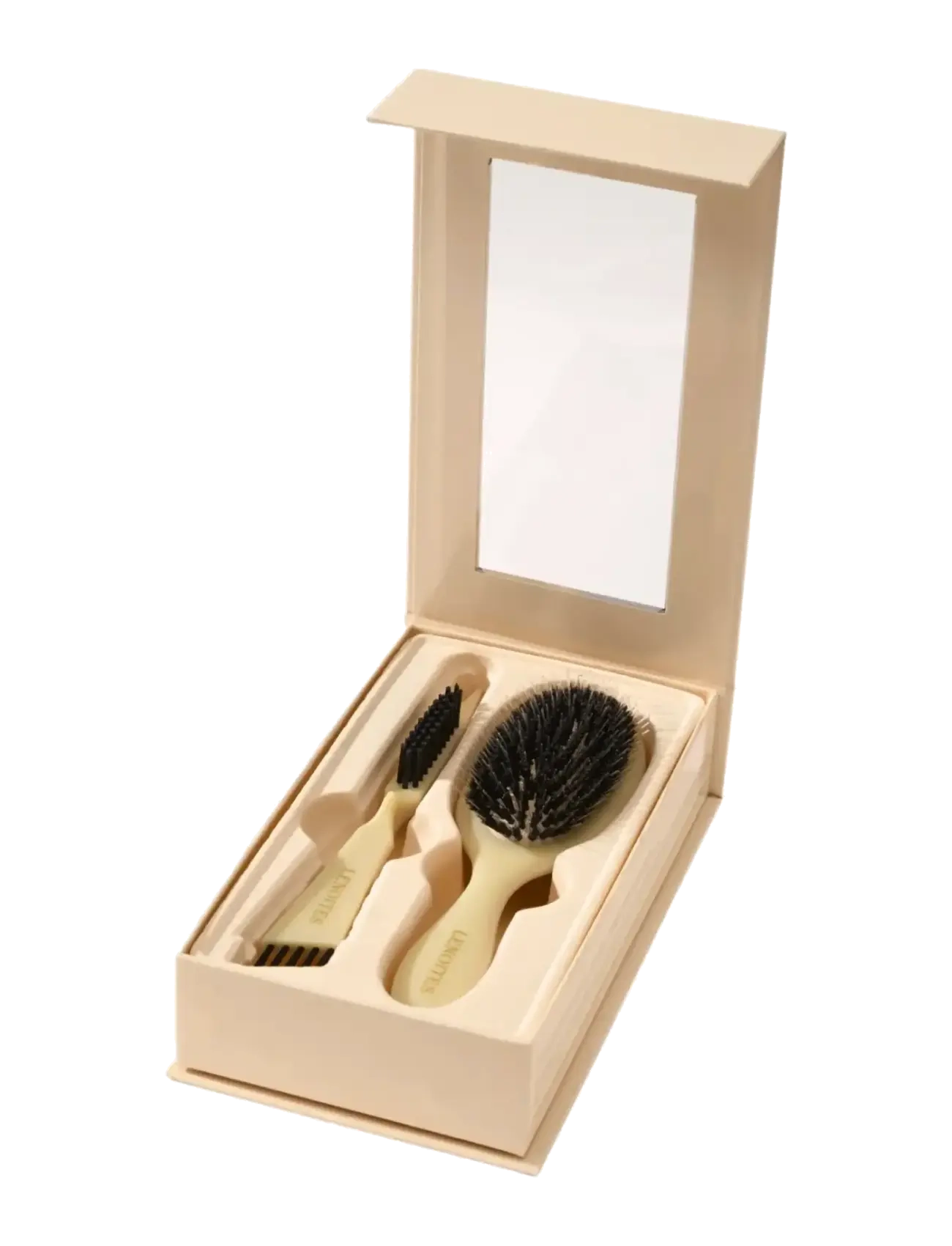 Lenoites Wild Boar Hair Brush with Cleaning Tool - Limited Edition - Stylingverktyg - BUTTER YELLOW / yellow