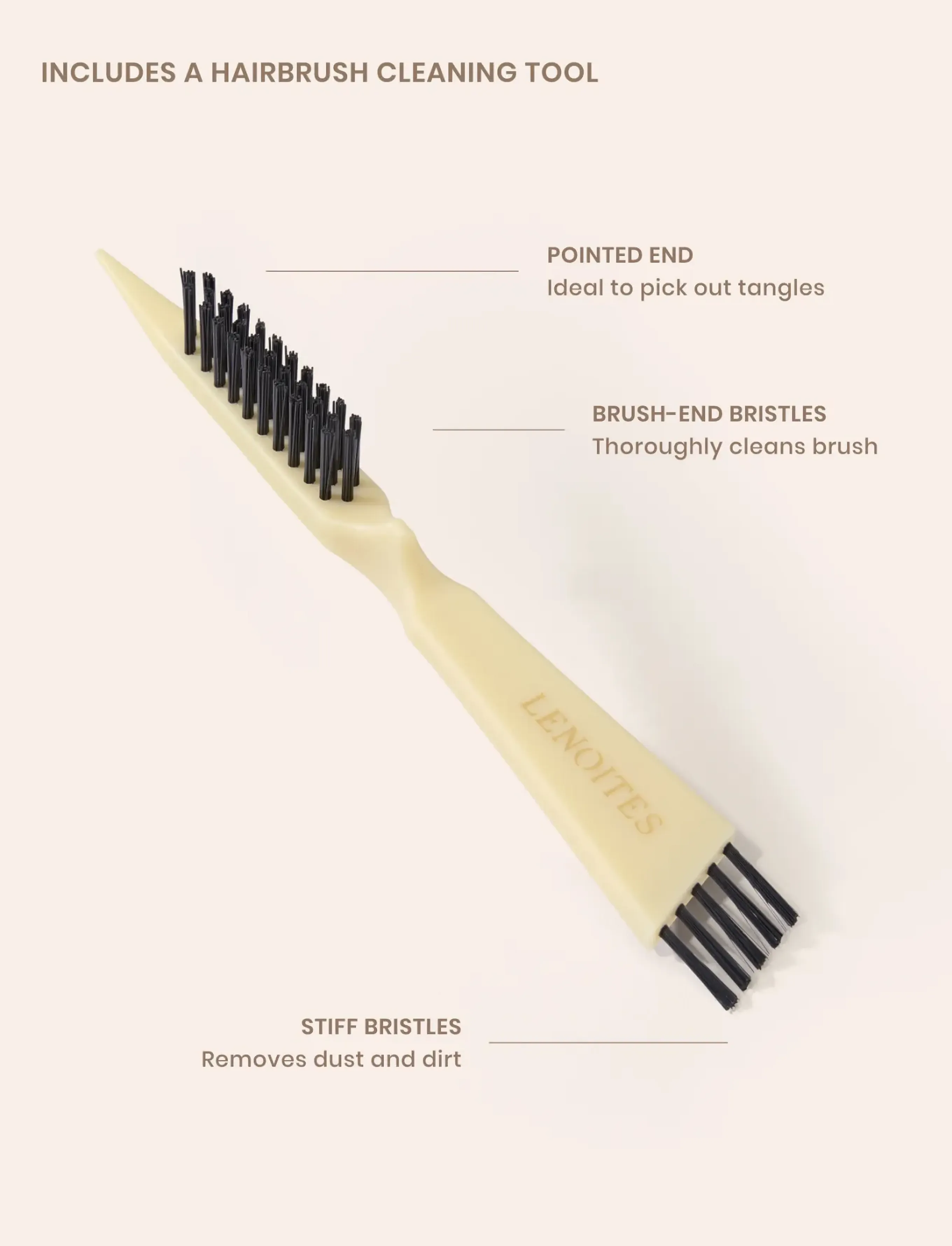 Lenoites - Wild Boar Hair Brush with Cleaning Tool - Limited Edition - butter yellow - 0