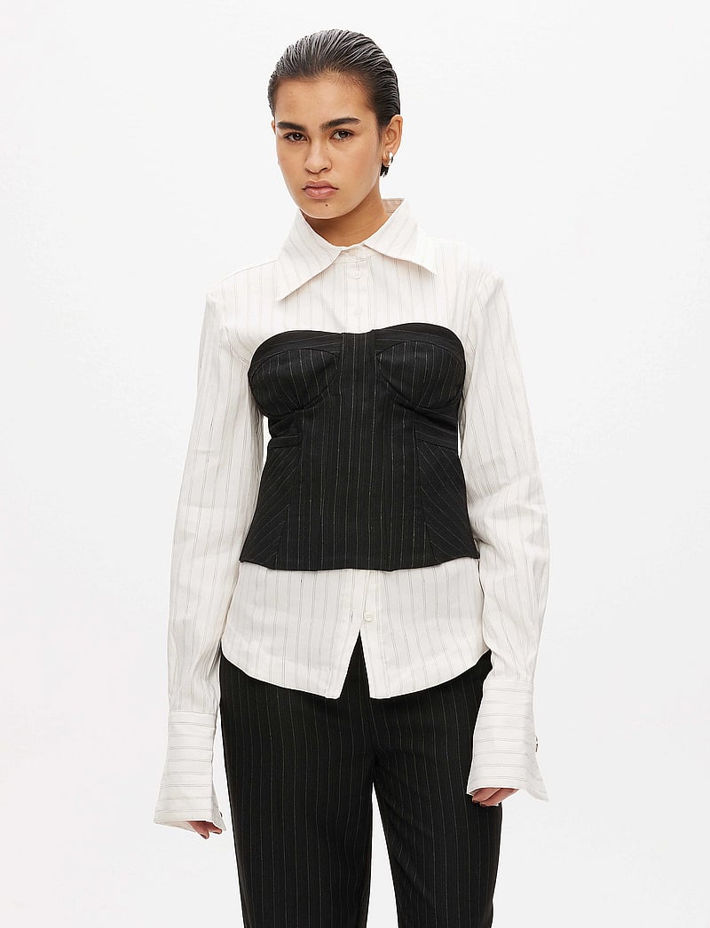 Les Coyotes De Paris - Constructed bustier - særlige begivenheder - black pinstripe - 0