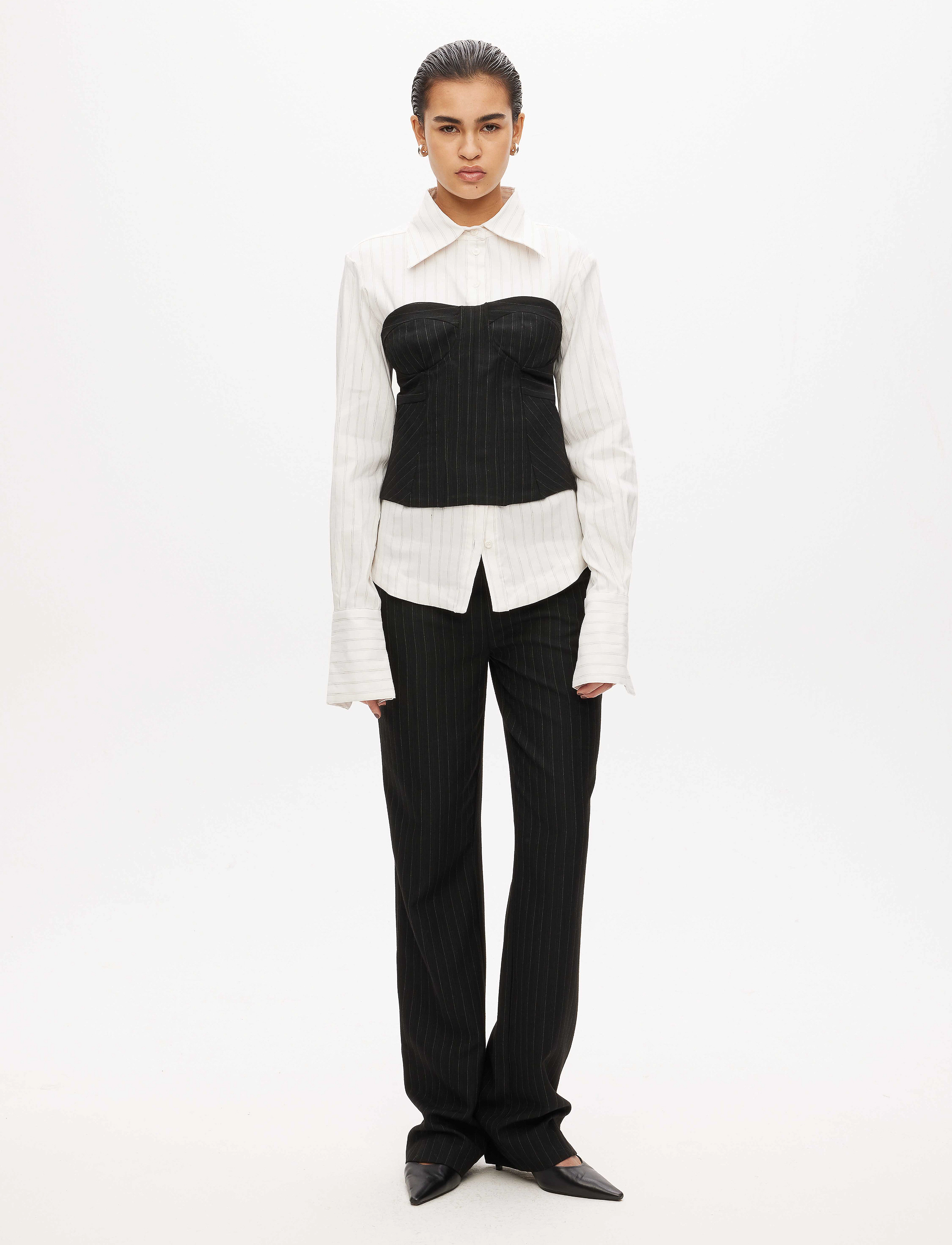 Les Coyotes De Paris - Constructed bustier - festliche oberteile - black pinstripe - 4