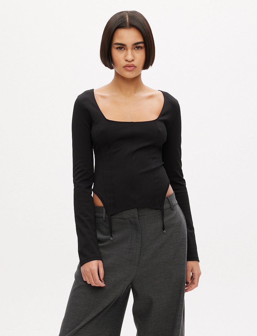 Les Coyotes De Paris - Fitted lingerie top - pikkade varrukatega topid - noir - 0