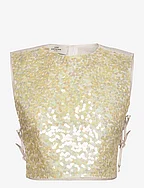 Sequin top - OFF-WHITE/YELLOW SEQUINS
