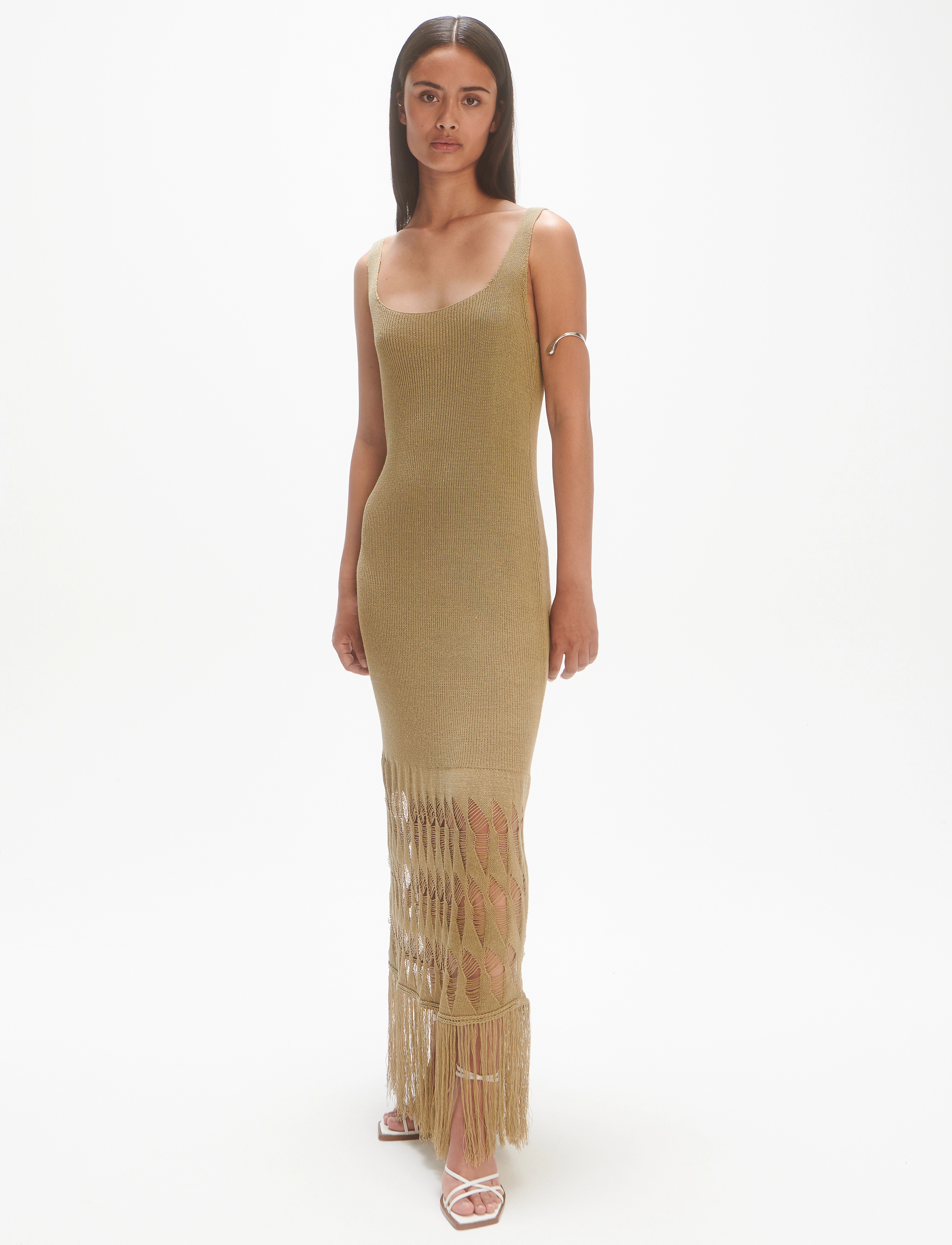 Les Coyotes De Paris Knitted long dress - Kjoler - WEEPING WILLOW GREEN / khaki/green