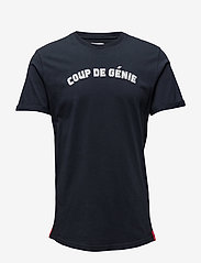 Les Deux - Tile Cotton SS Shirt - korte mouwen - navy - 0