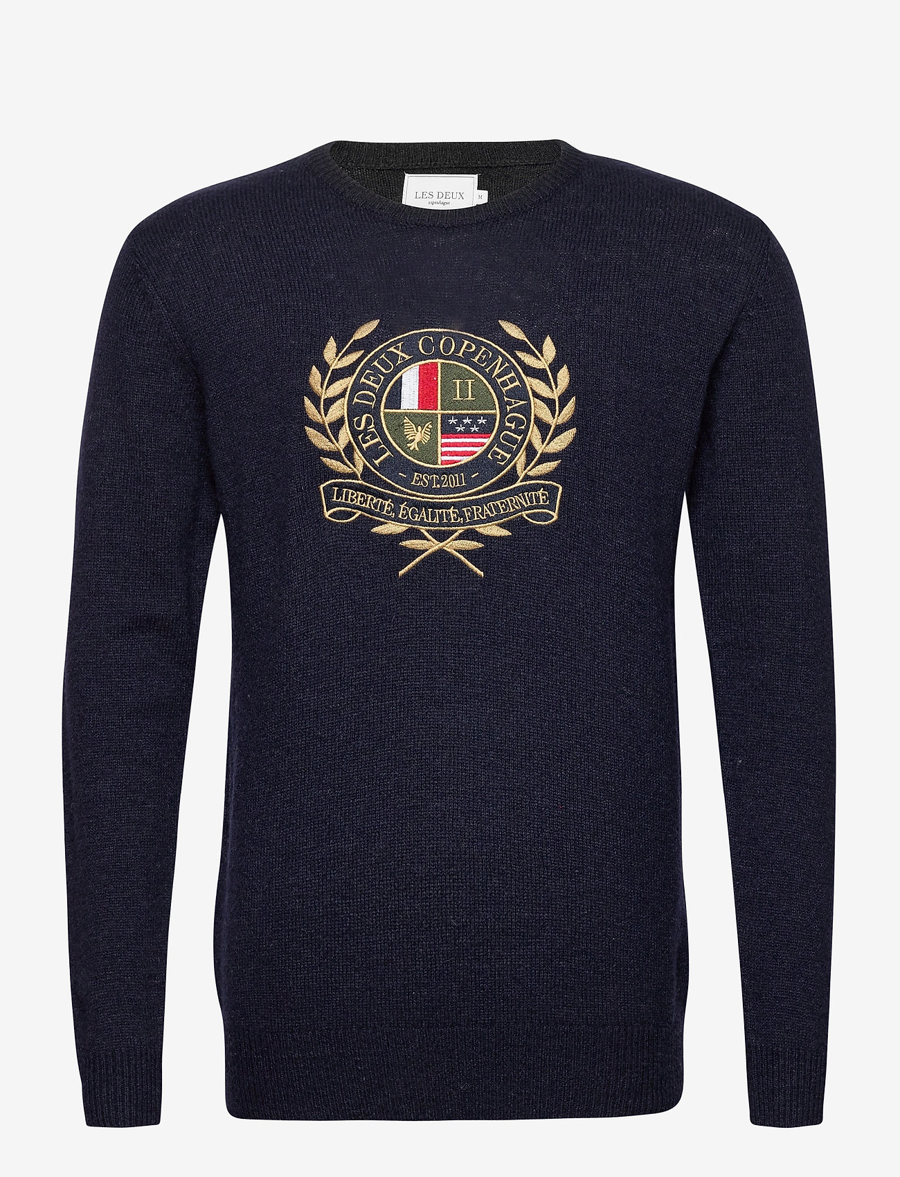 Les Deux - Egalité Knit - dark navy with multicolor artwork - 0
