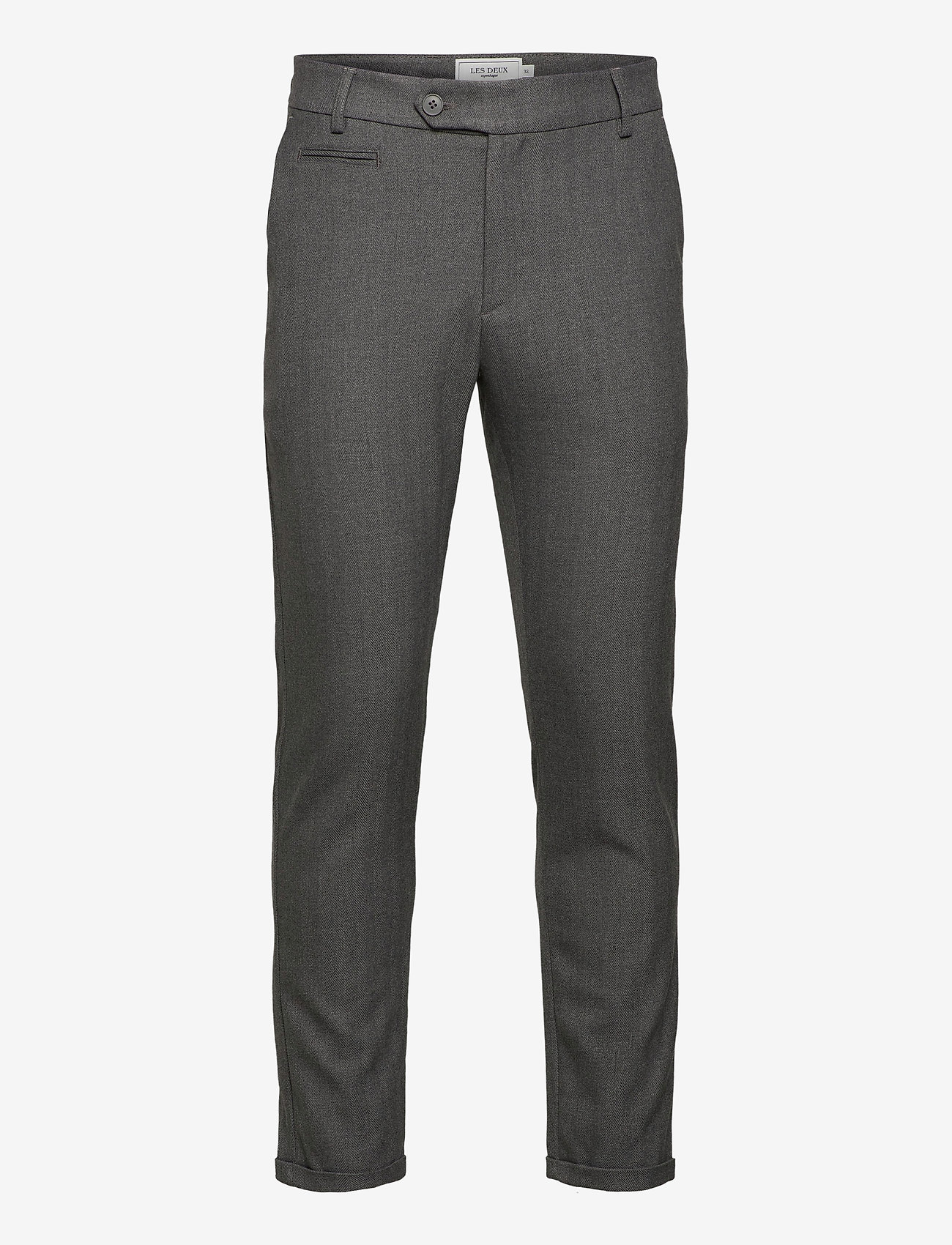 Les Deux - Como Herringbone Suit Pants - light grey melange/charcoal - 0