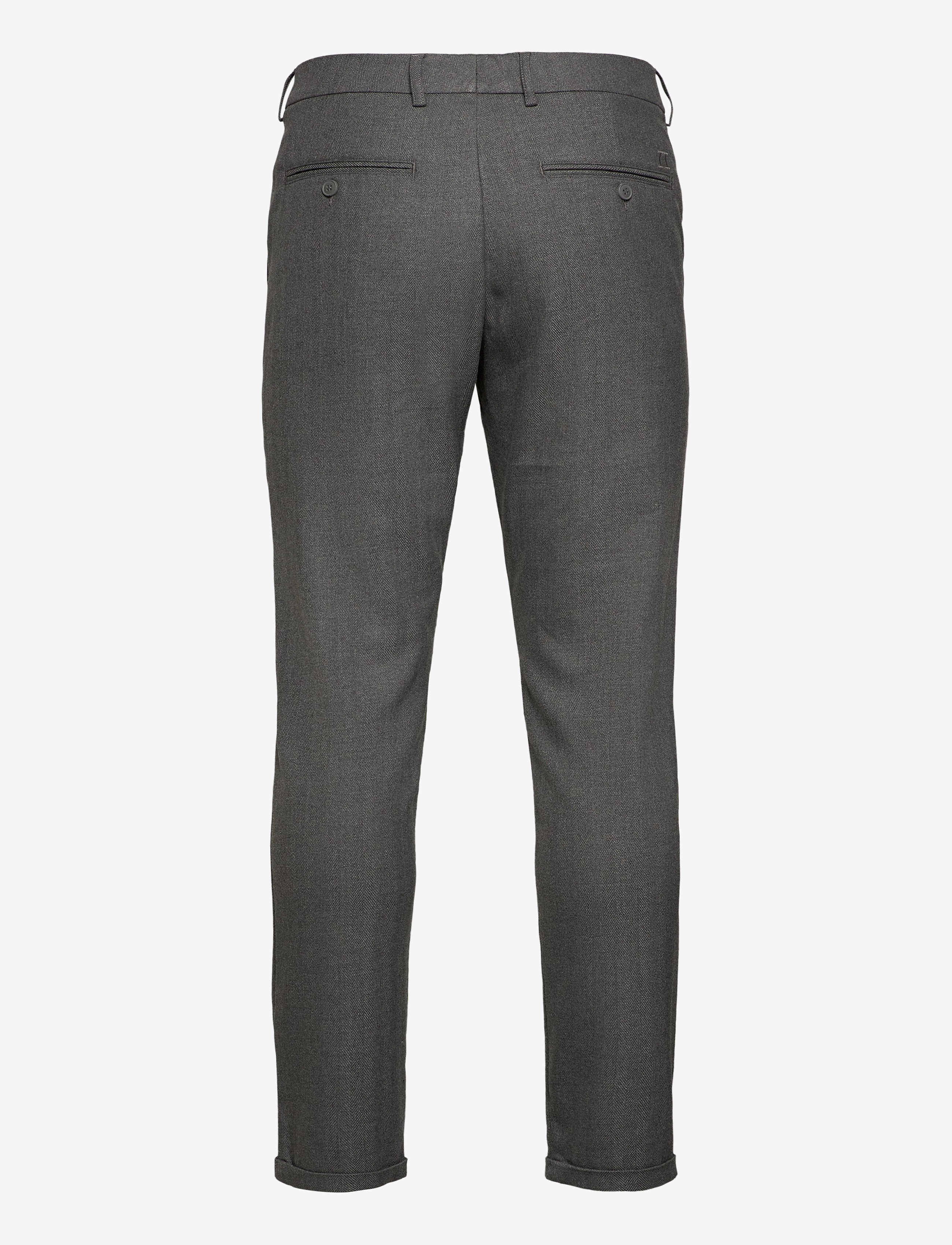 Les Deux - Como Herringbone Suit Pants - light grey melange/charcoal - 1