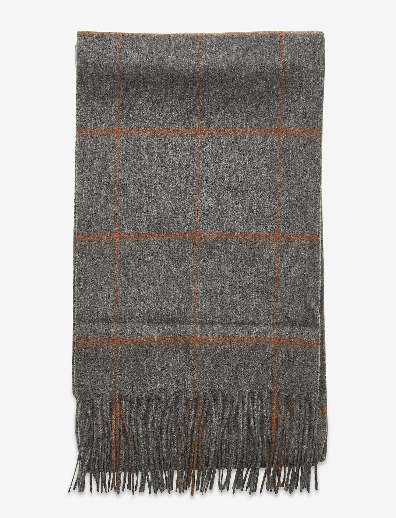 Les Deux - Les Deux Check Wool Scarf - light grey melange/rusty brown - 1