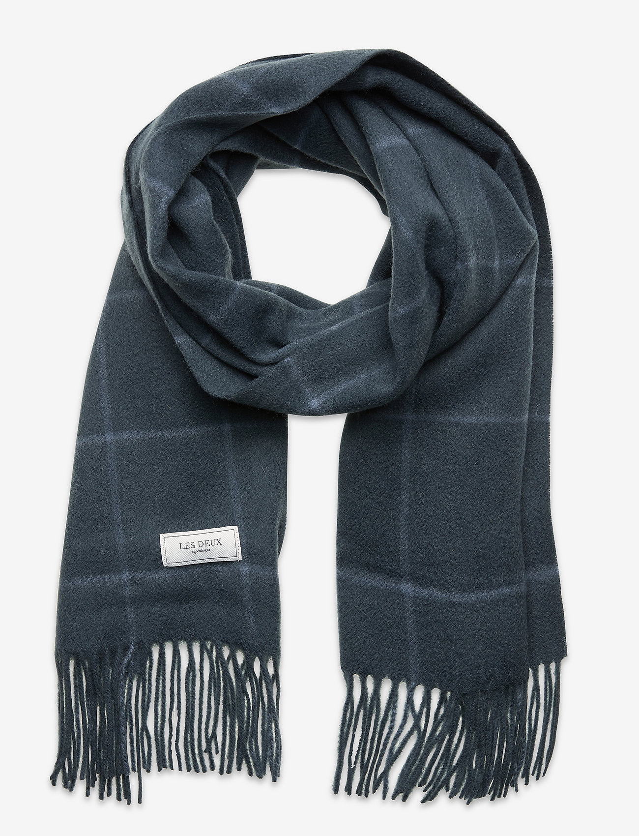 Les Deux Check Wool Scarf - BLUE FOG/BLUE MIRAGE