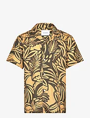 Les Deux - Bob Flower Tencel Shirt - short-sleeved t-shirts - forrest green/mustard yellow - 0