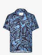 Bob Flower Tencel Shirt - DARK NAVY/WASHED DENIM BLUE