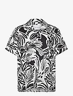 Bob Flower Tencel Shirt - BLACK/WHITE