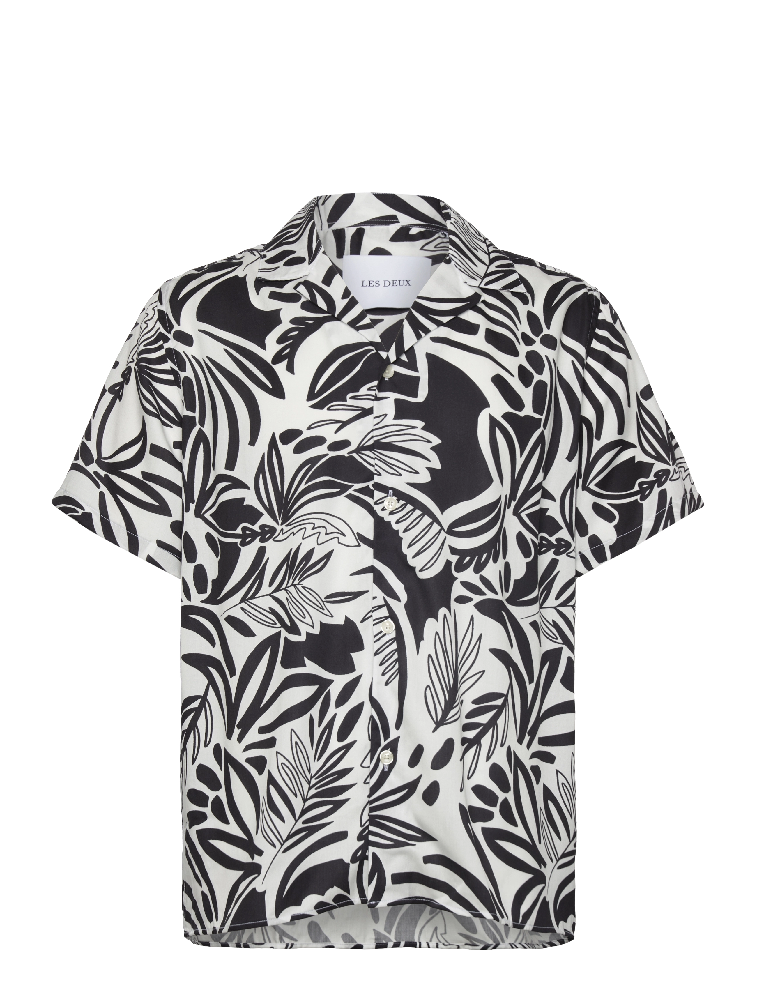Les Deux Bob Flower Tencel Shirt - Les Deux - BLACK/WHITE / black