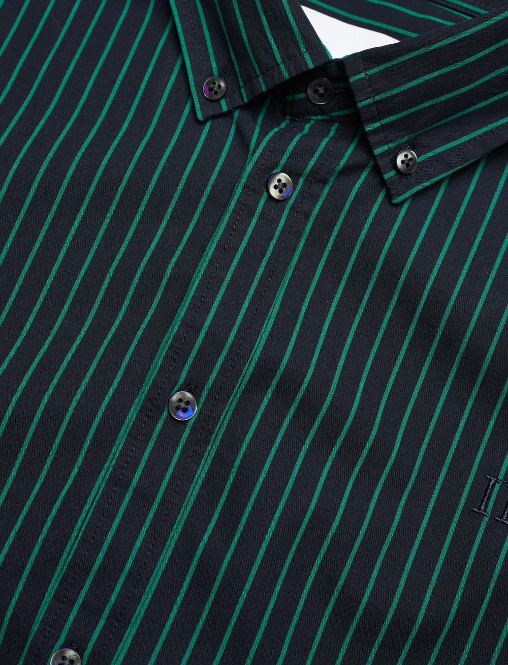 Les Deux - Kristian Stripe Poplin Shirt - stribede skjorter - dark navy/posy green - 3