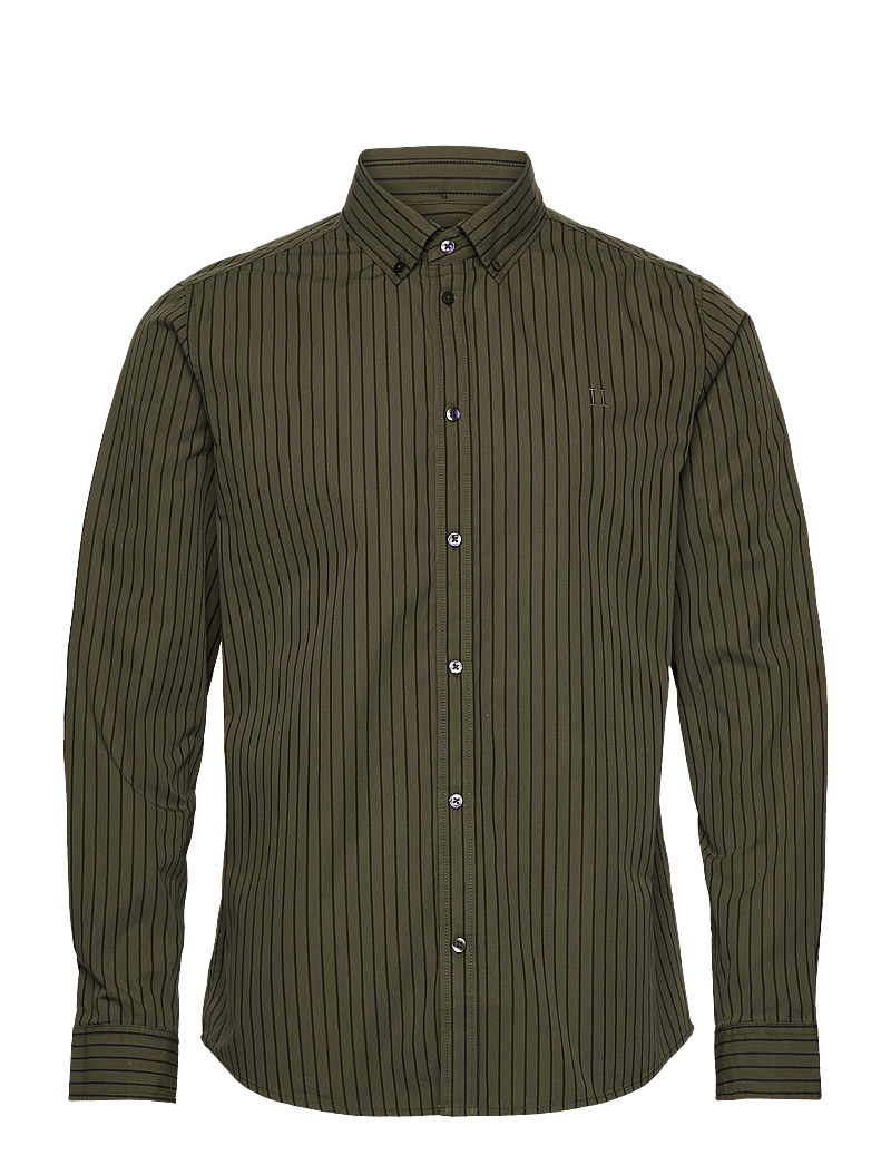 Les Deux - Kristian Stripe Poplin Shirt - gestreifte hemden - olive night/black - 0