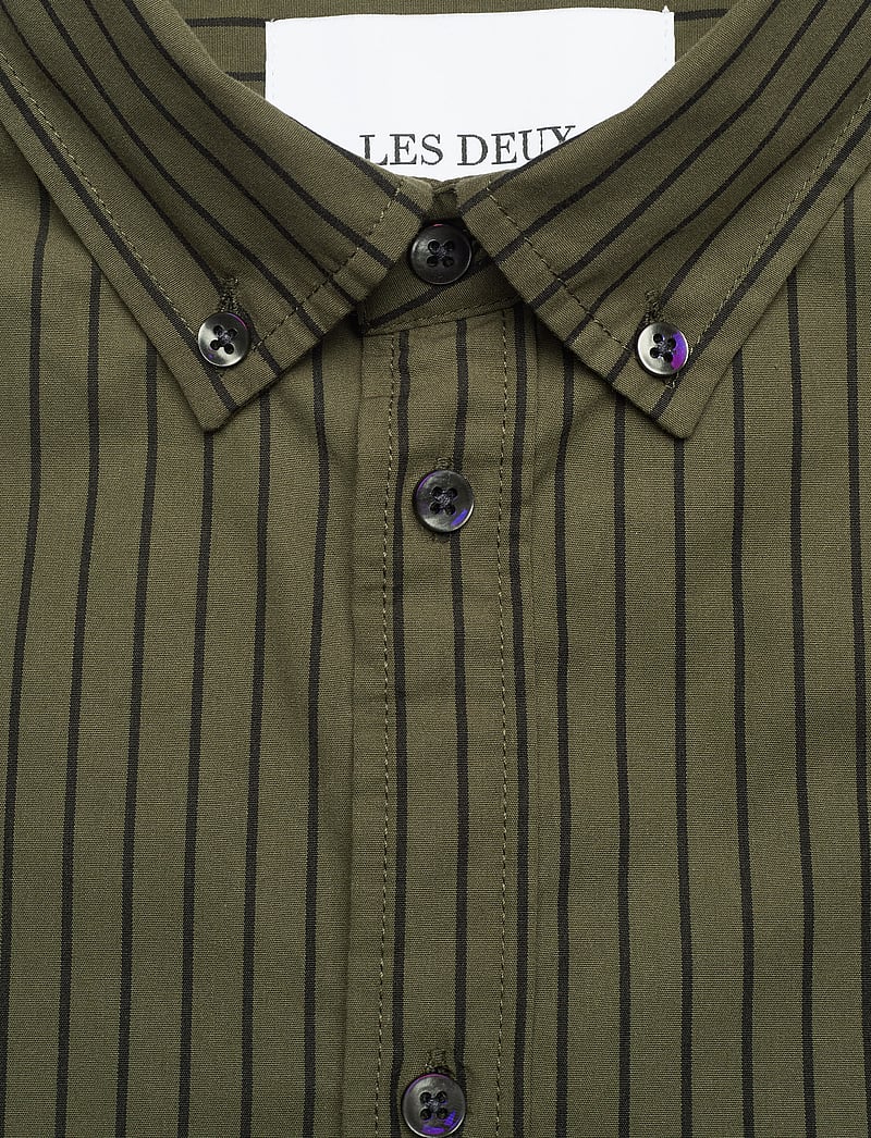Les Deux - Kristian Stripe Poplin Shirt - gestreifte hemden - olive night/black - 2