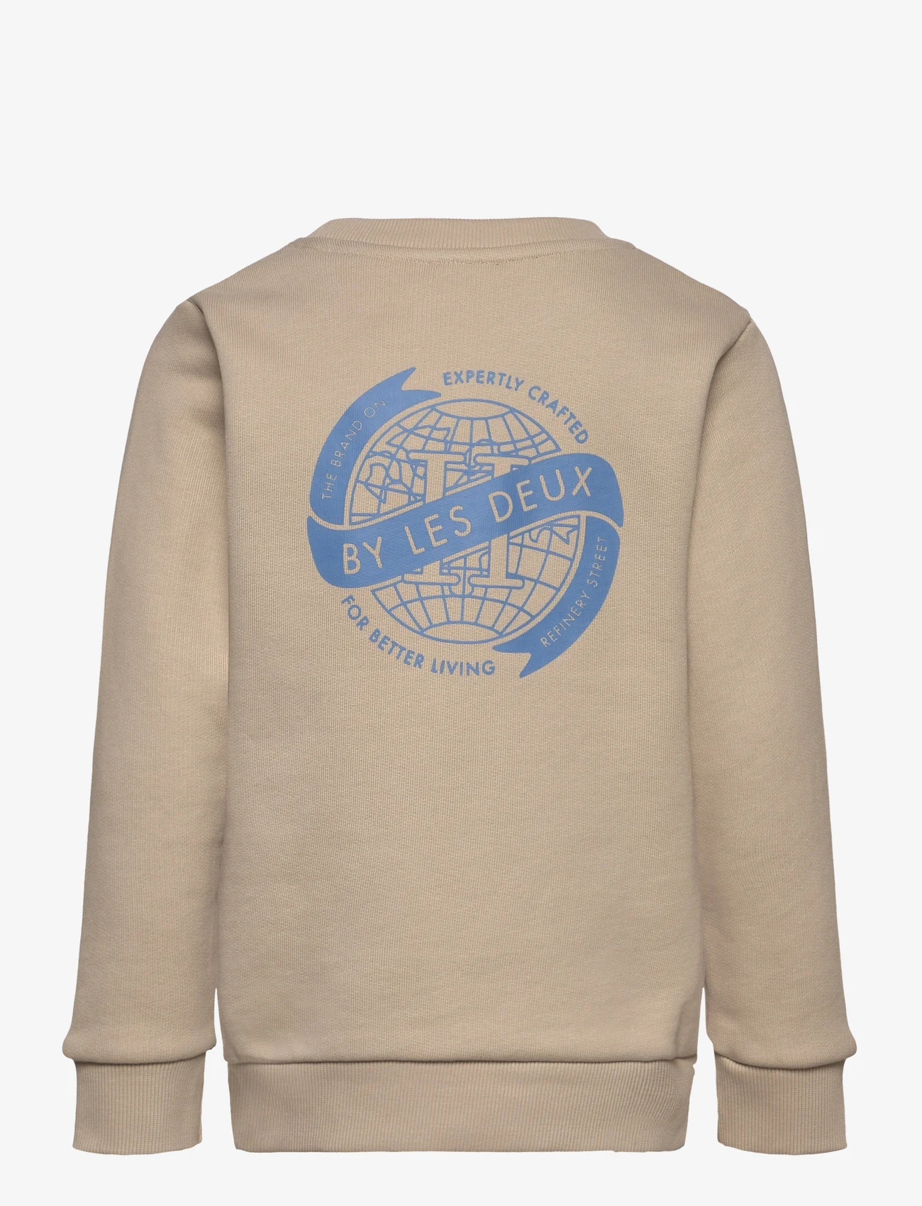 Les Deux - Globe Sweatshirt Kids - džemperiai - light desert sand/washed denim blue - 1