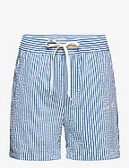 Stan Stripe Seersucker Swim Shorts - WASHED DENIM BLUE/LIGHT IVORY