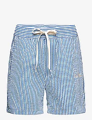 Les Deux - Stan Stripe Seersucker Swim Shorts - swimshorts - washed denim blue/light ivory - 0