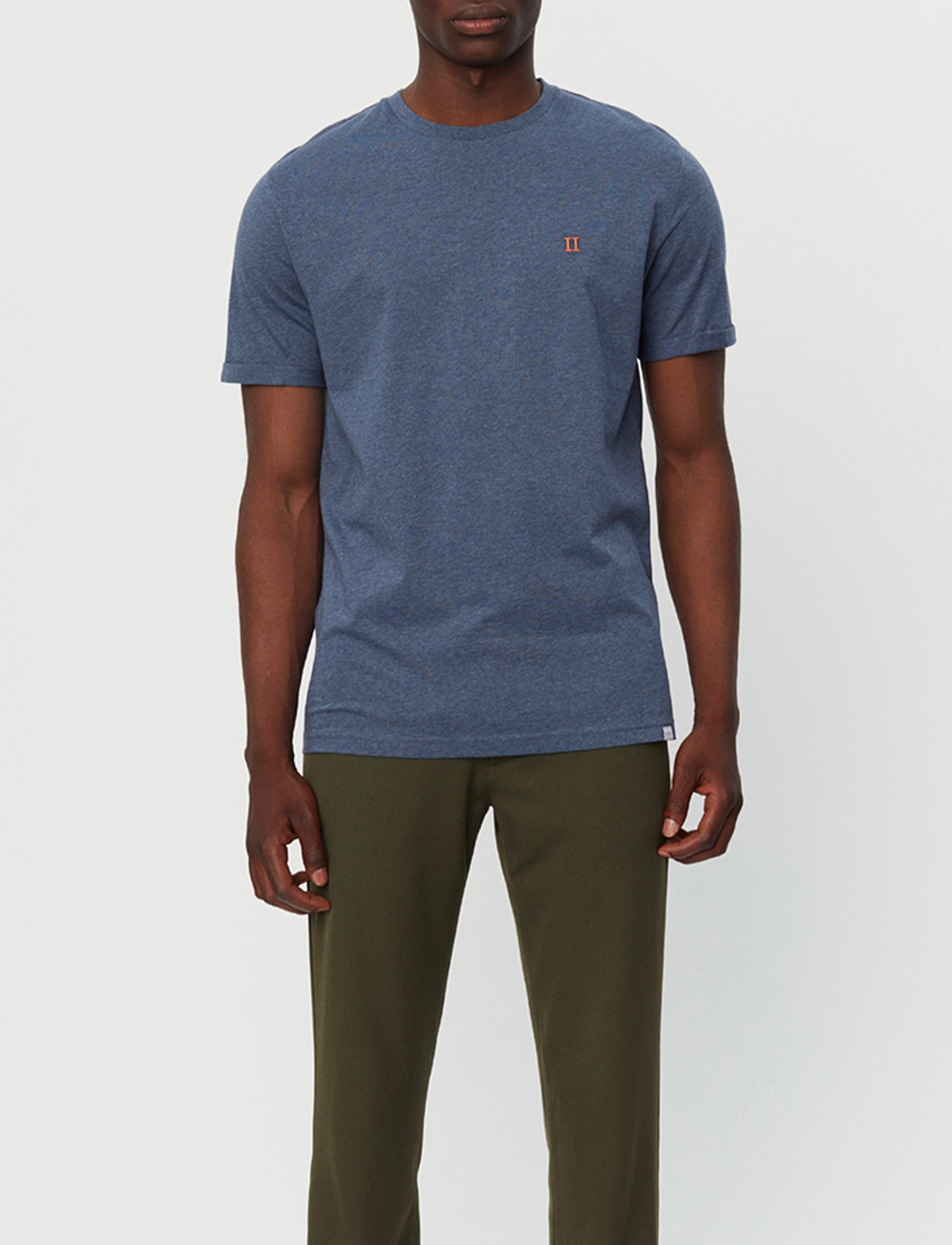 Les Deux Nørregaard T-Shirt - Les Deux - INDIA INK MELANGE/ORANGE / navy