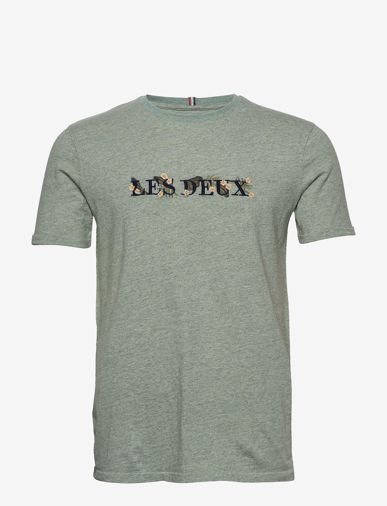 Les Deux - Fleur-De-Lis T-Shirt - petrol melange/dark navy - 0