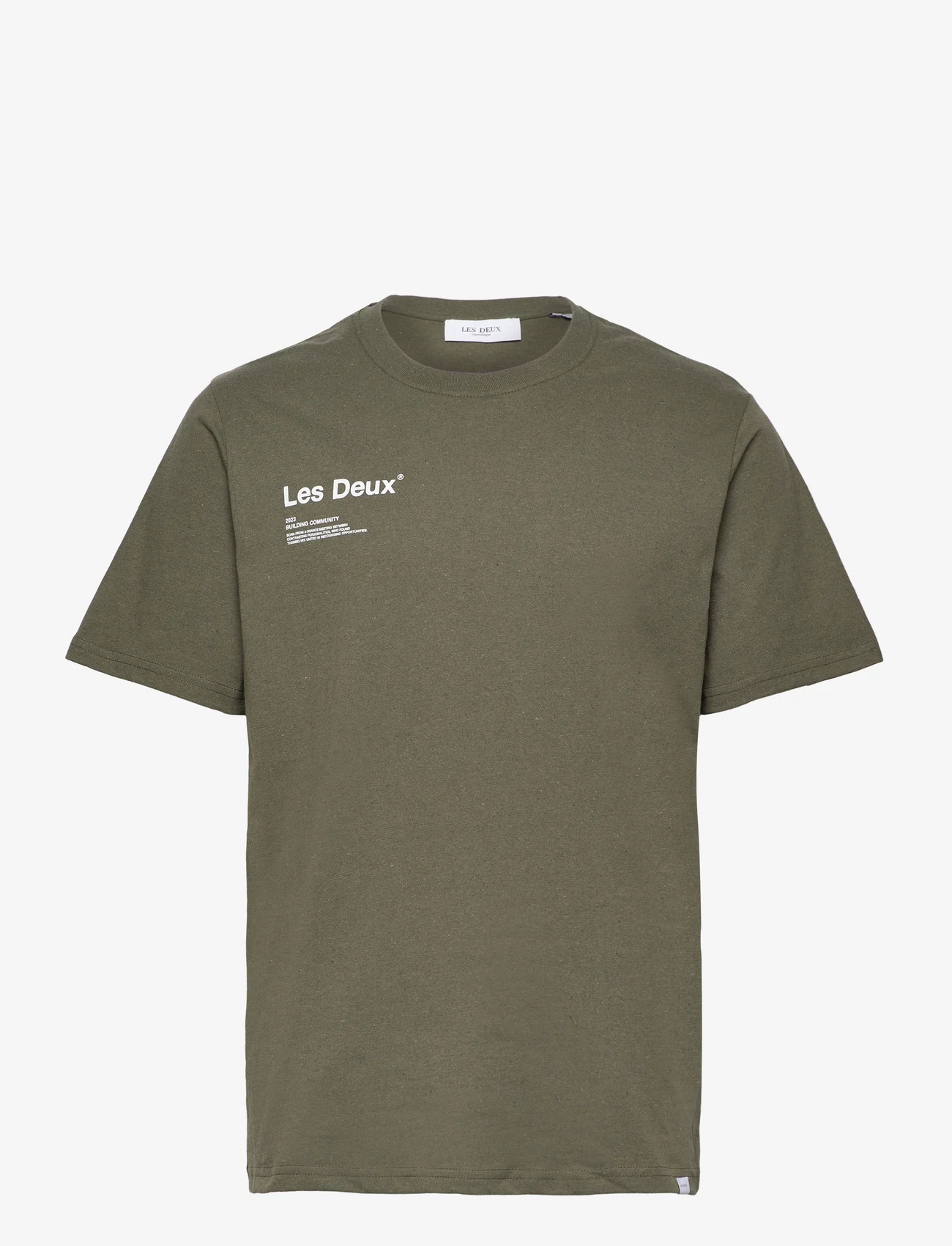 Les Deux - Brody T-Shirt - basic t-shirts - olive night/white - 0