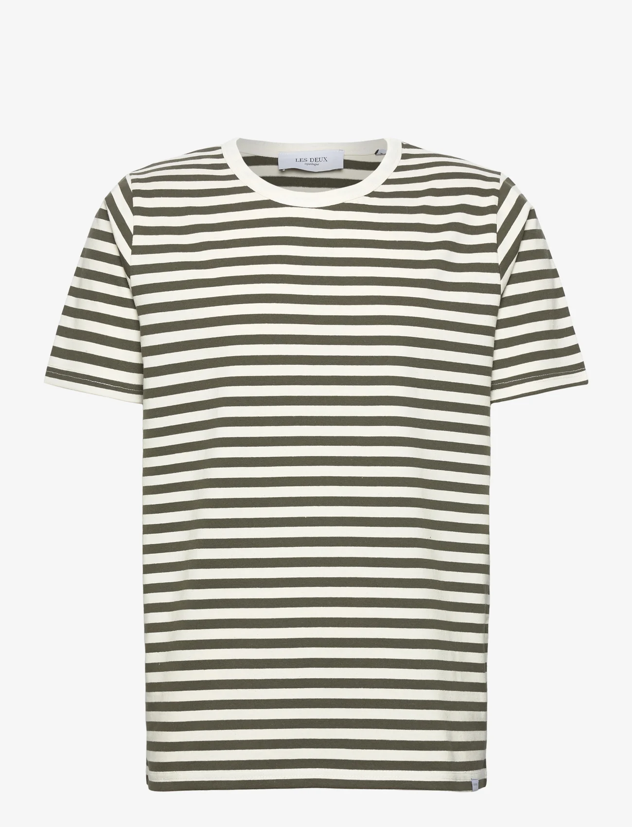 Les Deux - Adrian Stripe T-Shirt - marškinėliai trumpomis rankovėmis - olive night/ivory - 0