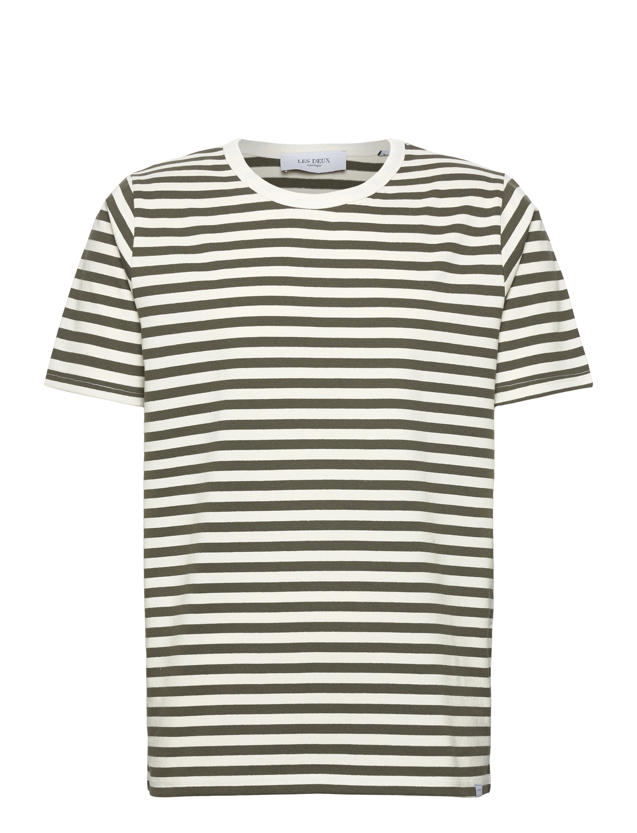 Les Deux - Adrian Stripe T-Shirt - olive night/ivory - 0