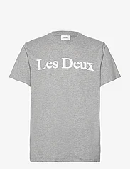 Les Deux - Charles T-Shirt - kortärmade t-shirts - light grey melange/white - 0