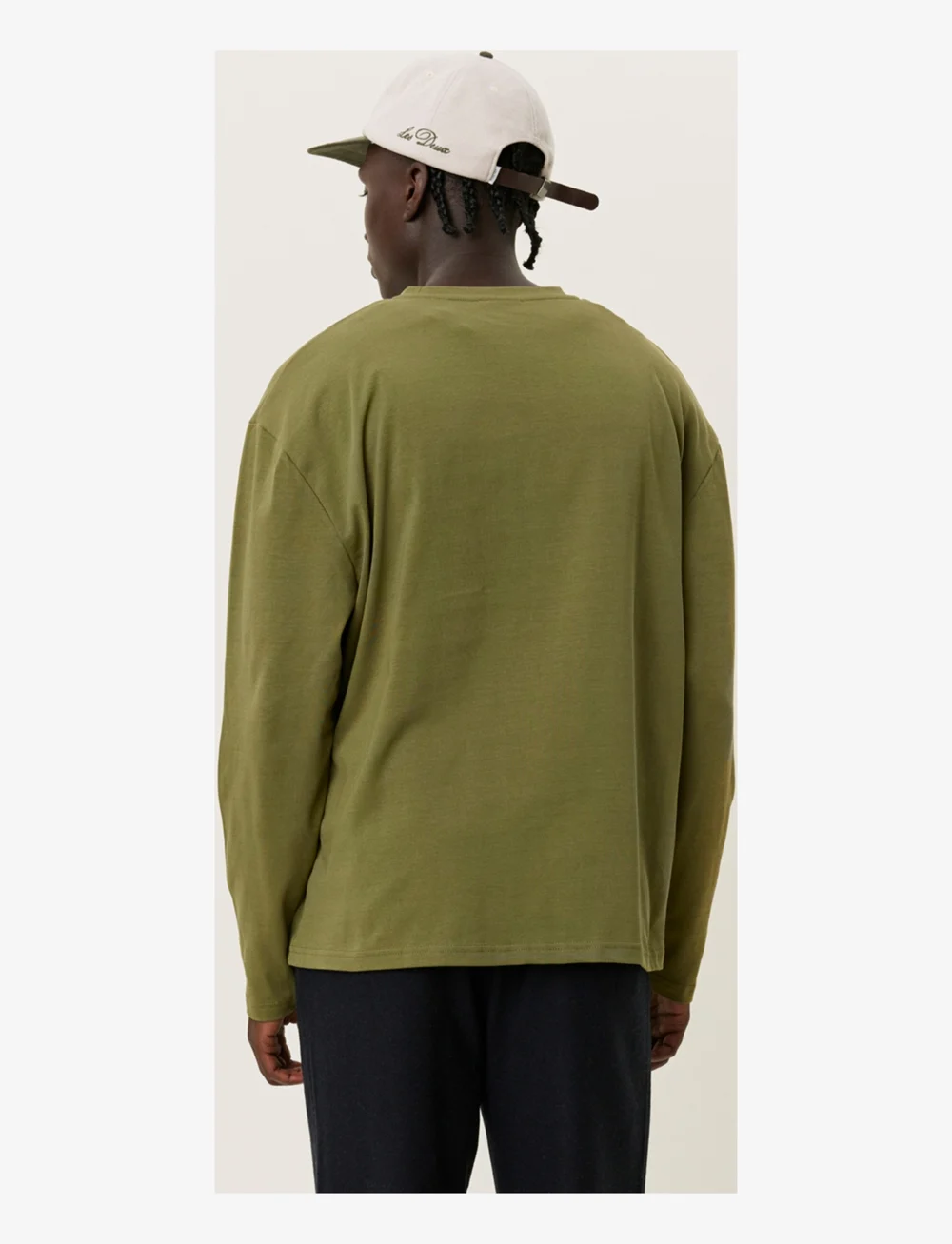 Les Deux - Crew LS T-Shirt - langærmede t-shirts - chive green/light ivory - 2