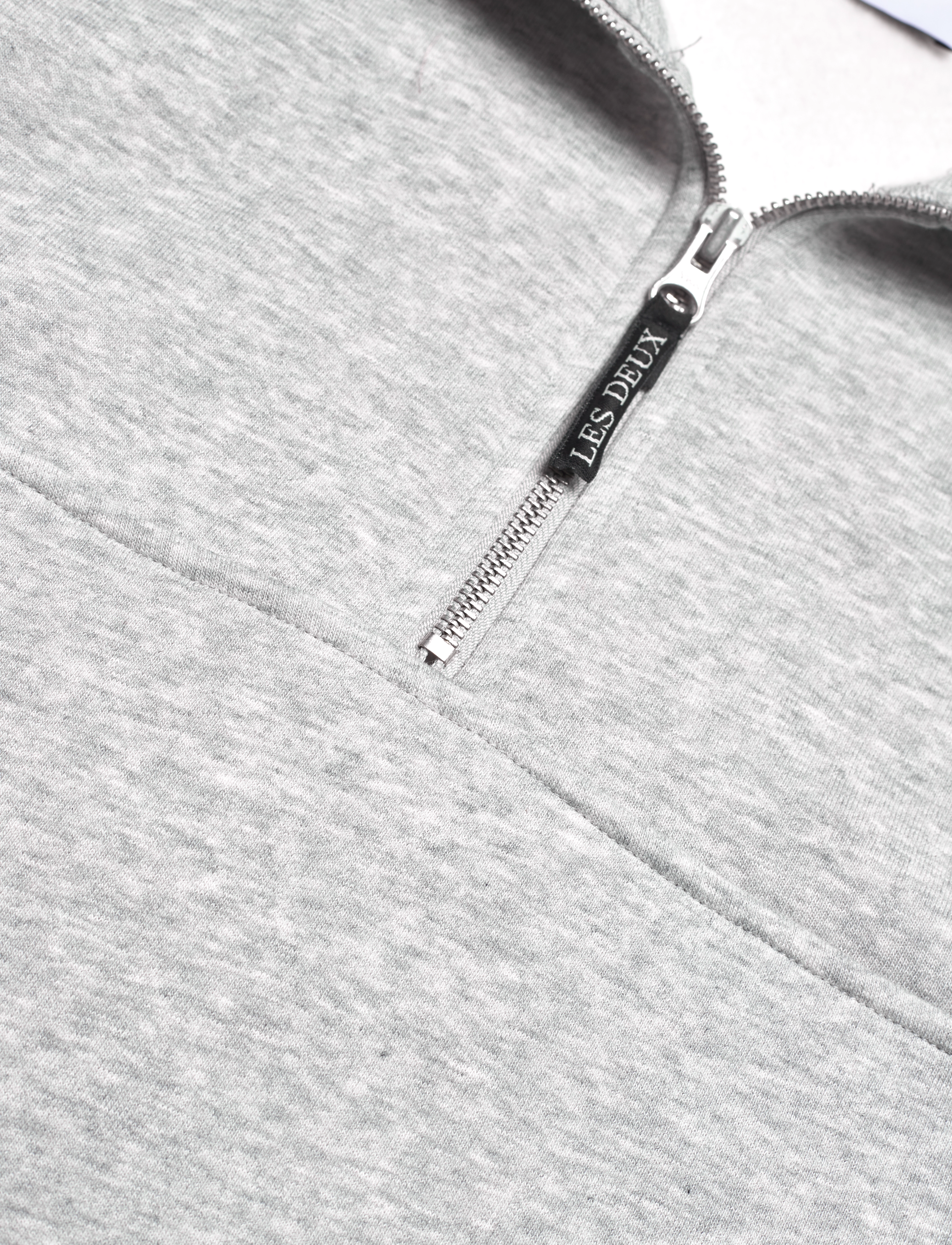Les Deux - Carter Wool Halfzip Sweatshirt - light grey mélange/white - 2