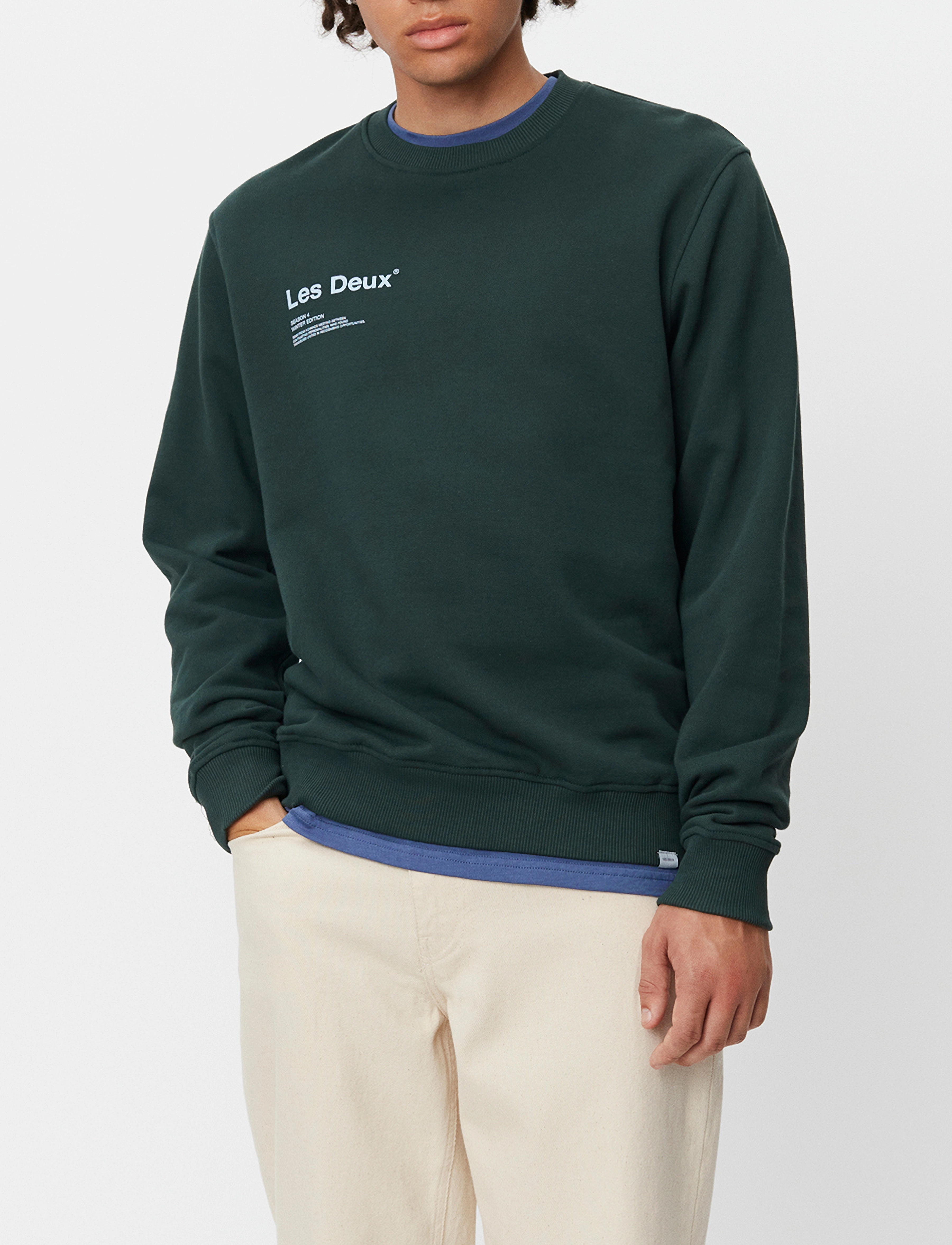 Les Deux - Brody Sweatshirt - pine green/sky blue - 1