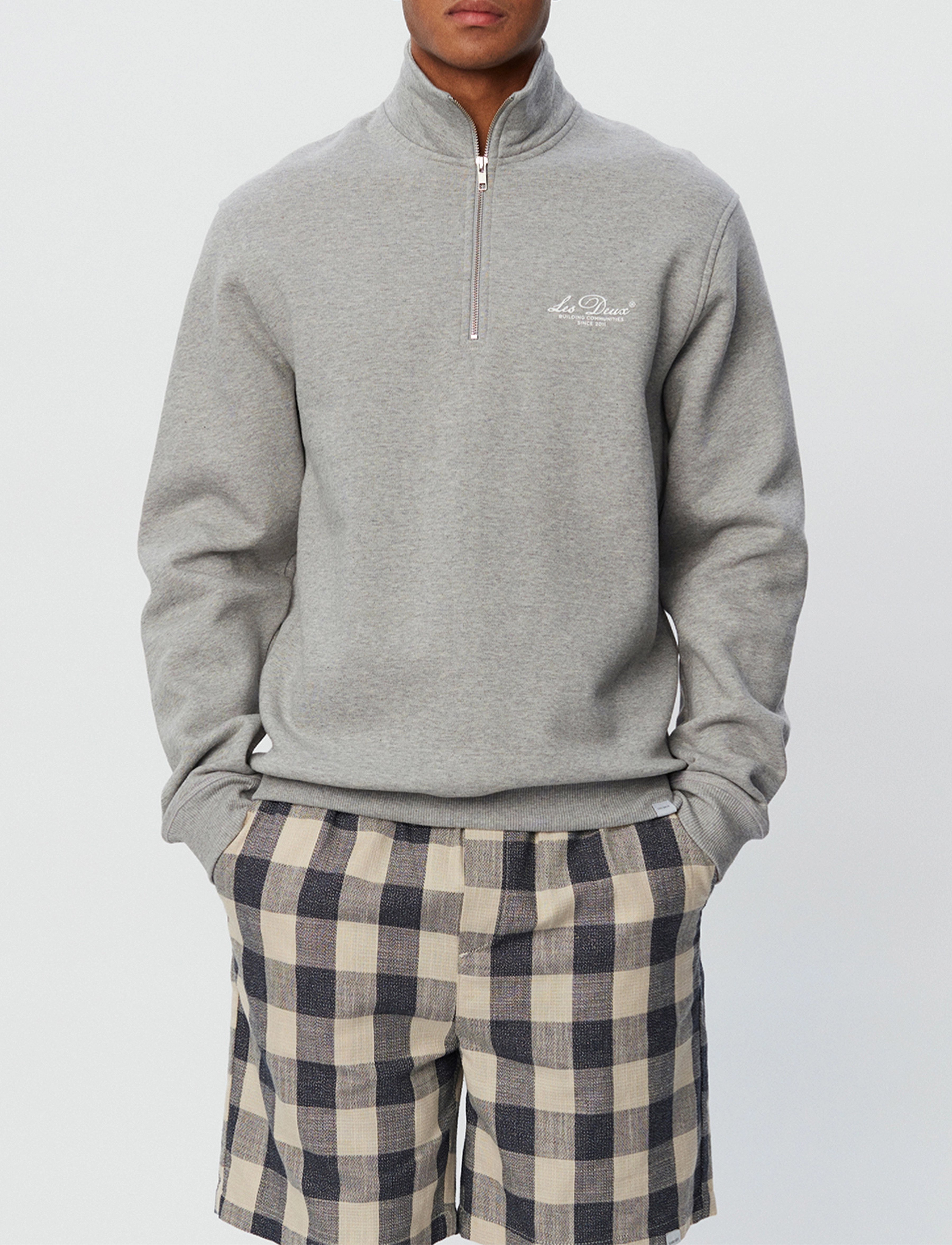 Les Deux - Cedric Half-Zip Sweatshirt - light grey mÉlange - 2